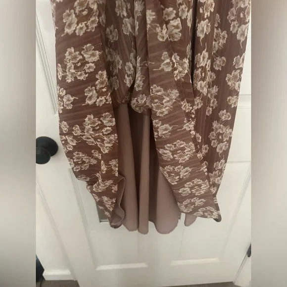 Brown Floral Midi Dress - Picture 3 of 5